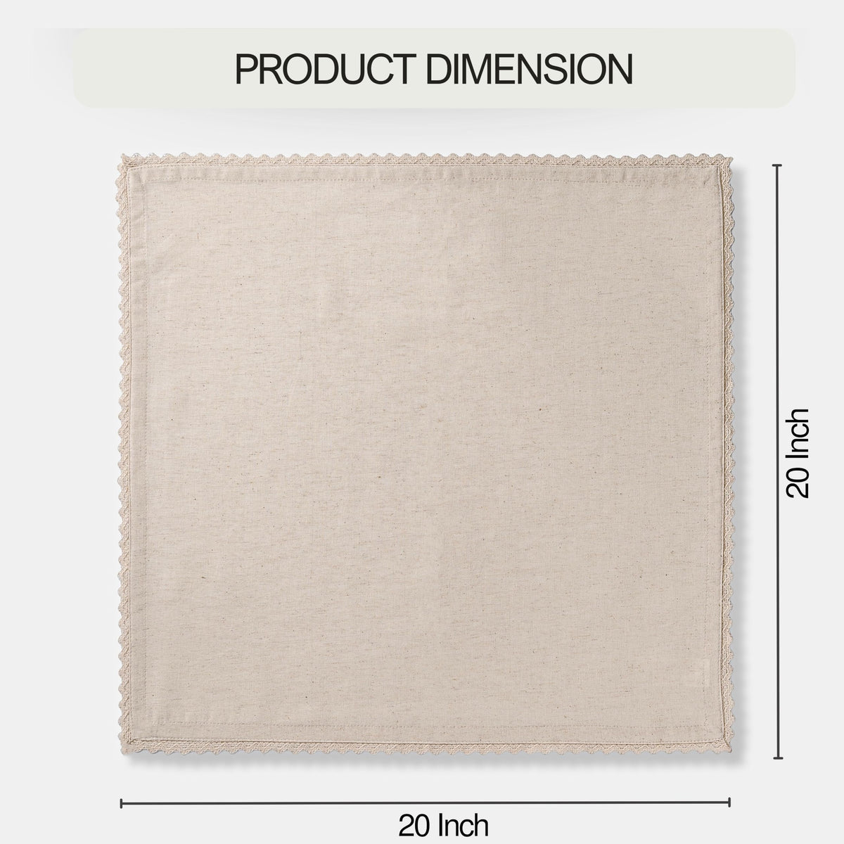 Fingercraft Cloth Napkins with Lace Trim, Cotton Linen Blend, Set of 12, Ivory