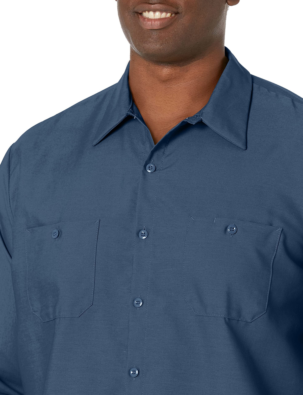 Long Sleeve Industrial Solid Work Shirt Dark Blue Medium - 5 Pack by Red Kap – Dark Blue, Pack of 5, Model SP14