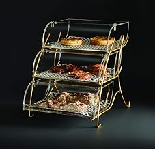 Rosseto BK021 Bakery Case 3-Tier with Brass Metal Stand