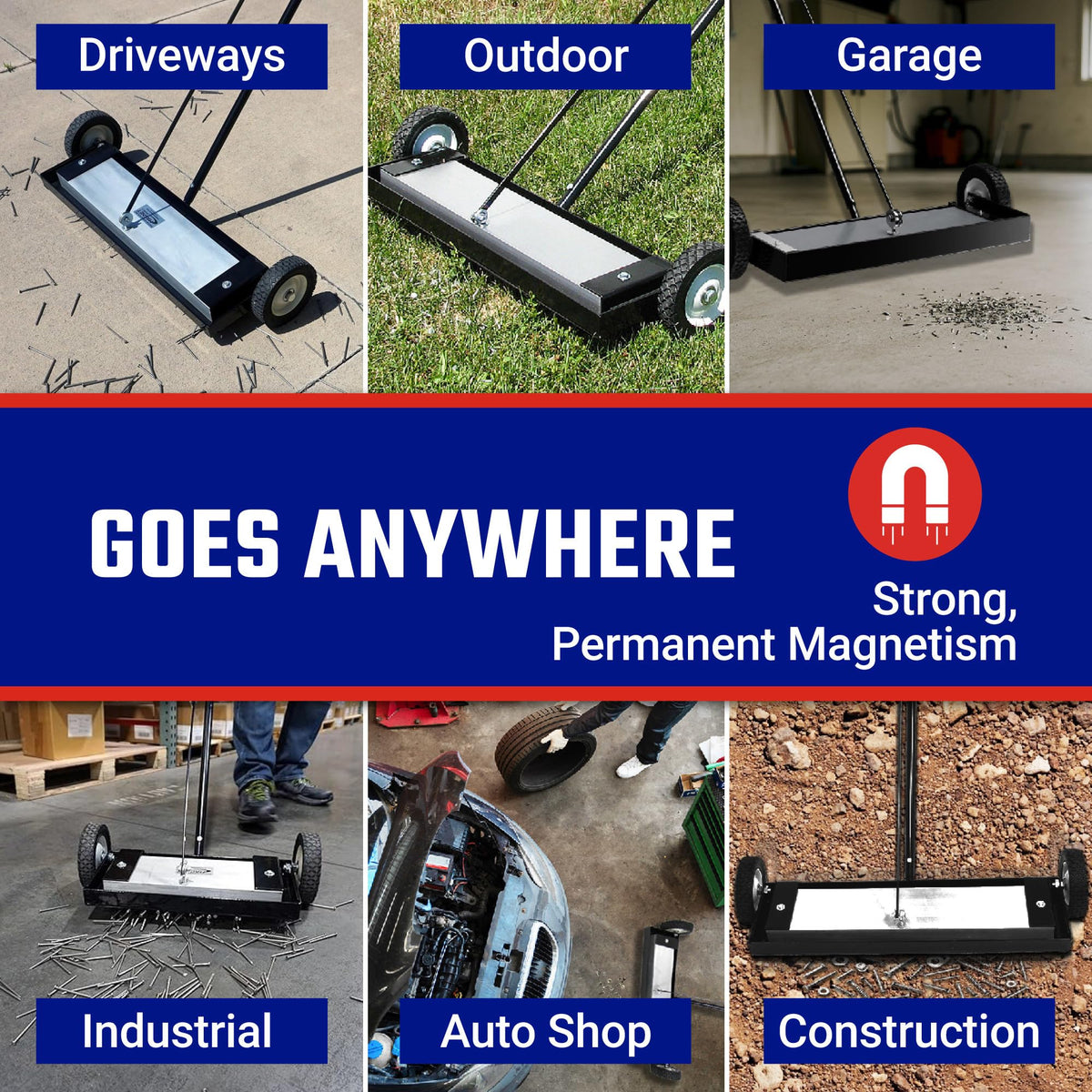 Master Magnetics 5"L x 15.13"W x 48"H / 14" / 1 Magnetic Sweepers