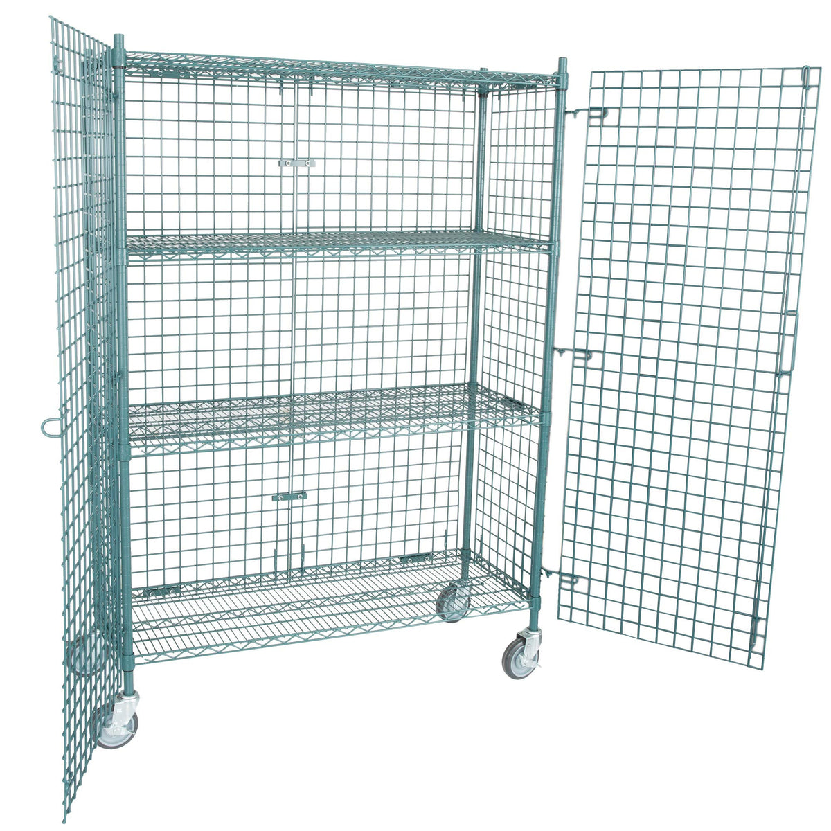 NSF Mobile Green Wire Security Cage Kit - 18" x 48" x 69" by TableTop King – Onesize, Green, Model TTK-MCWSC-42