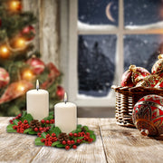 Gift Boutique Christmas Candle Ring, Pine Berry Set of 4, Red