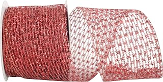 Reliant Ribbon Flex Net Stretch Metallic Wired Edge Ribbon, 4 Inch X 10 Yards, Red