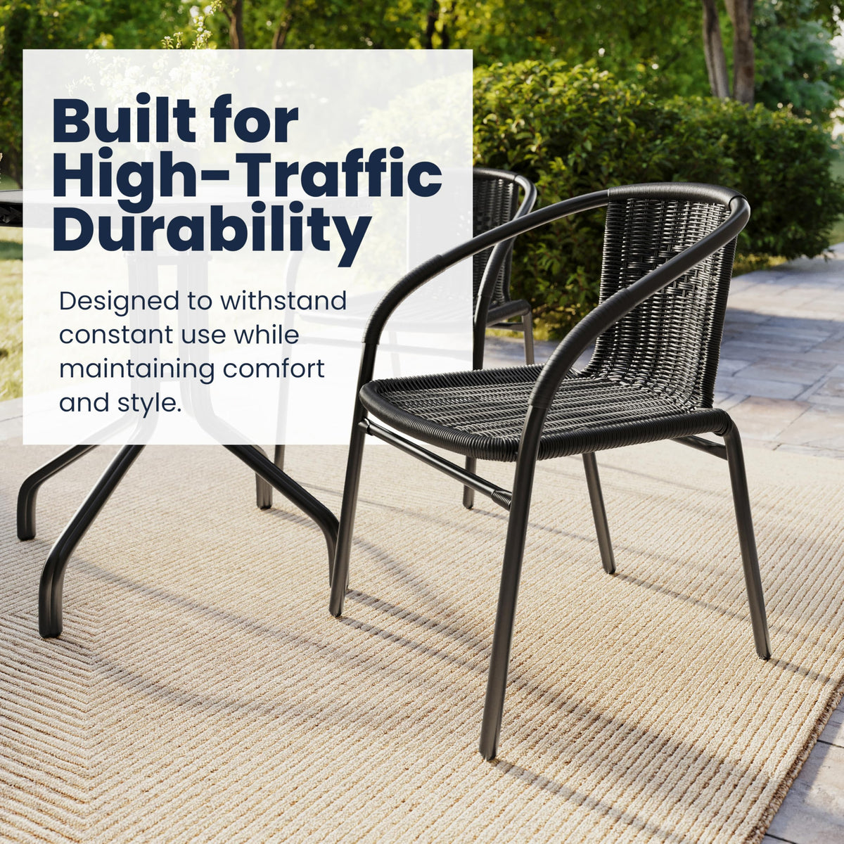 Flash Furniture Black / Set of 1 / Contemporary Patio Dining Chairs