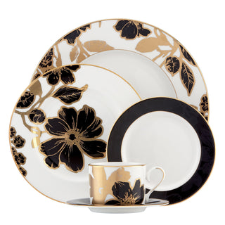 Minstrel Gold 5-Piece Place Setting by Lenox – 5-Piece Place Setting, Bone China, White, Pack of 5, Model 834289