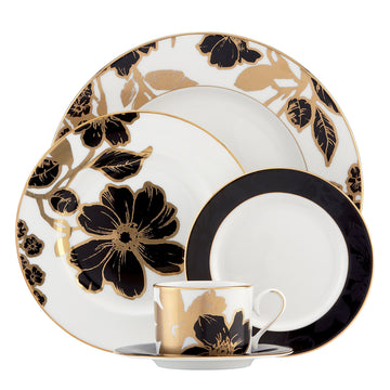 Minstrel Gold 5-Piece Place Setting by Lenox – 5-Piece Place Setting, Bone China, White, Pack of 5, Model 834289