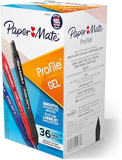 Paper Mate Gel Pen, Profile Retractable Pen, 0.7mm, Assorted, 36 Count