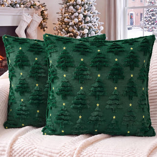 Softalker Christmas Pillow Covers, 18x18 Inches, Green Tree Set of 2