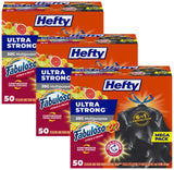 Ultra Strong 30 Gallon Trash Bags by Hefty – 50 Count (Pack of 3), 30.0 gallons, Plastic, Black, Pack of 3