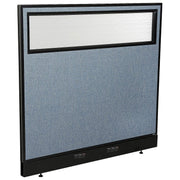 48-1/4"W x 46" H Electric Office Partition Panel with Partial Window by Global Industrial – Alloy Steel, Blue, Model 694755WEBL
