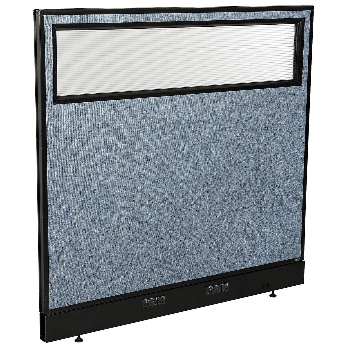 48-1/4"W x 46" H Electric Office Partition Panel with Partial Window by Global Industrial – Alloy Steel, Blue, Model 694755WEBL