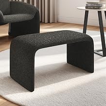 Ottoman - Black Boucle - Ideal for Living Room, Family Room (110OT-BKB)