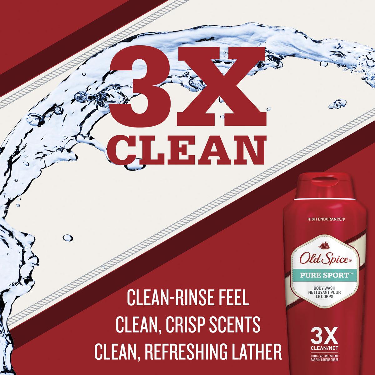 Pure Sport by Old Spice – 36 Fl Oz (Pack of 1), Red
