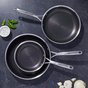Paradigm 3-pc Stainless Steel PTFE Nonstick Fry Pan Set by HENCKELS – 3-pc, Stainless Steel, Pack of 3, Model 1029032