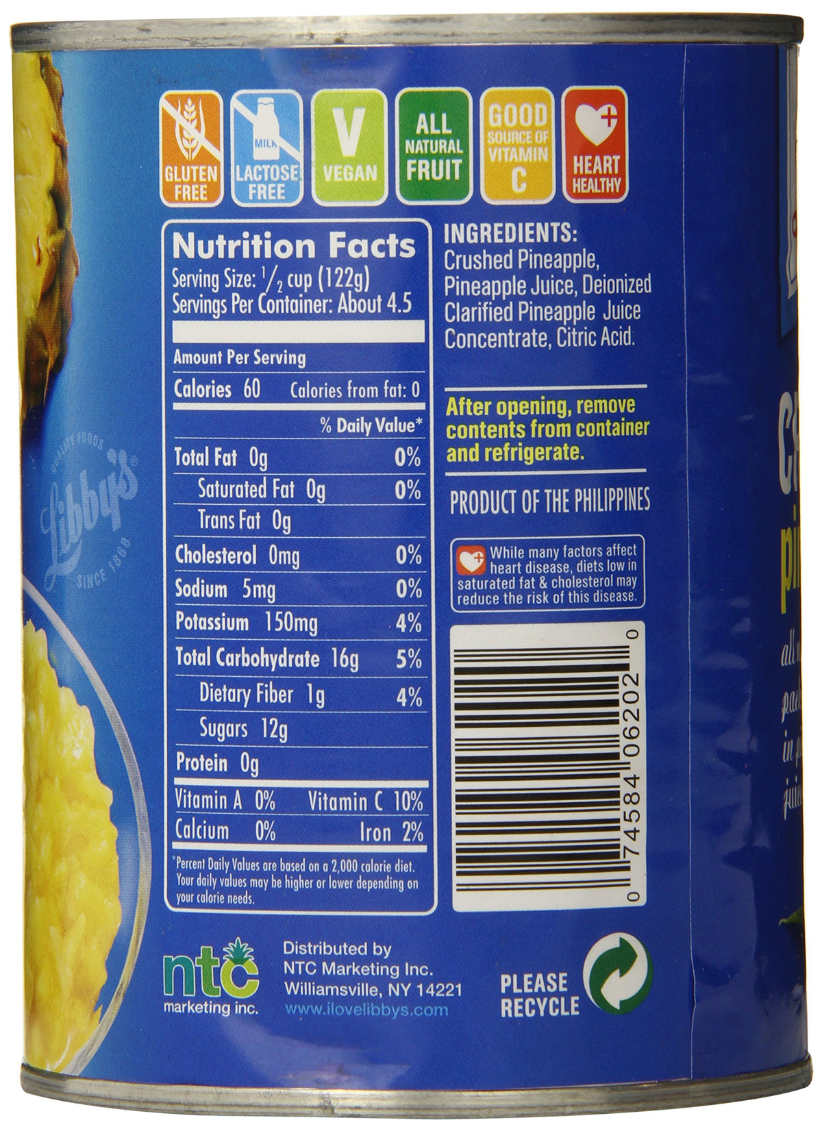 Crushed Pineapple by Libby's – 20 Ounce, Pack of 12
