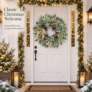 Worthyeah Pine Christmas Wreath, 22 Inch, Vintage Gold