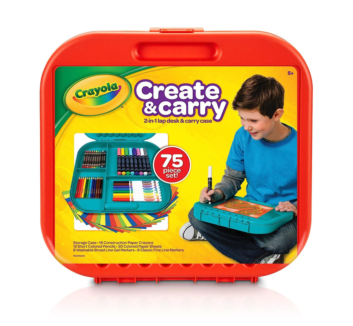 Create 'N Carry Travel Art Set for Kids (75pcs) by Crayola – 1 Count (Pack of 300), Pack of 300, Model 04-6814