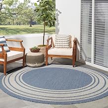 Nourison Home Horizon Indoor/Outdoor Denim 5' x Round Area Rug - Easy Clean, Non Shedding, Bed Room, Living Room, Dining Room, Kitchen (5' x Round)