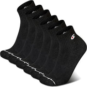 Champion Men's High Quarter Socks – 6-pack Moisture-wicking Athletic Socks With Cushioning & Arch Support (Size 6-12)