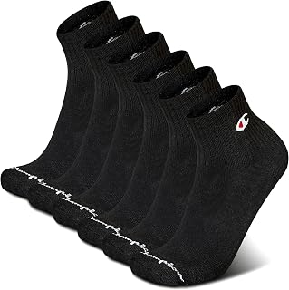 Champion Men's High Quarter Socks – 6-pack Moisture-wicking Athletic Socks With Cushioning & Arch Support (Size 6-12)