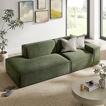 Modway Restore Performance Fabric Upholstered 2-Piece Modular Loveseat in Foliage – Low Profile Sectional Sofa with Right-Facing Armchair and Left-Facing Armless Chaise