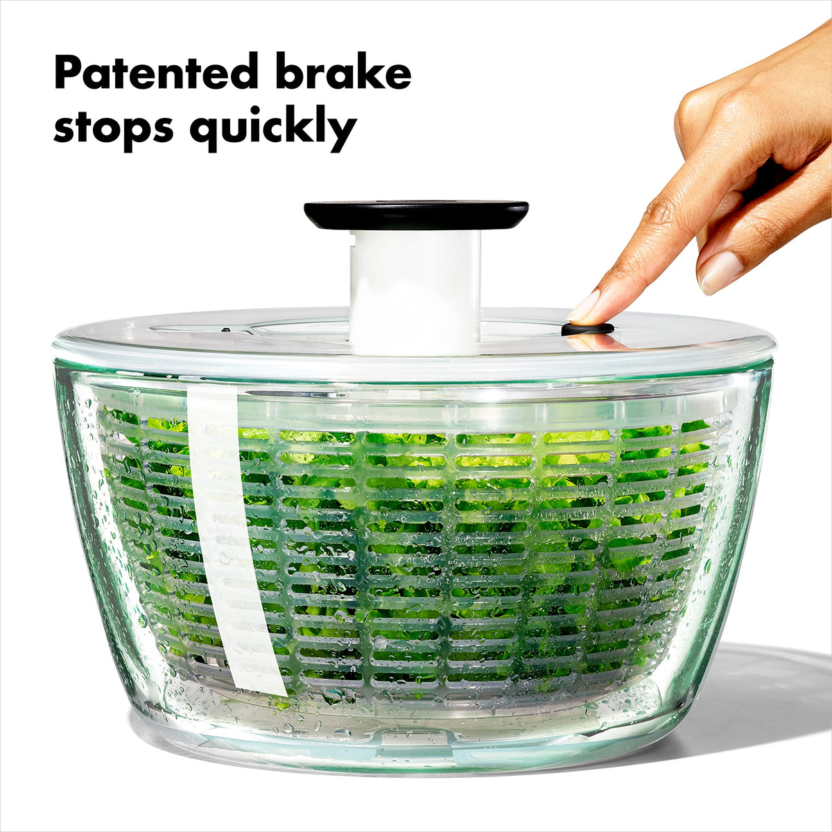 Good Grips Glass Salad Spinner (6.22 Quart) and OXO Good Grips GreenSaver Produce Keeper - Large (5 qt/4.7 L) – Clear