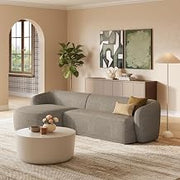 Modway Monica Left Facing Sectional with Chaise in Earth – Comfortable Low Profile 2-Piece Boucle Fabric Modular Sofa for Living Room, Bedroom, Or Apartment