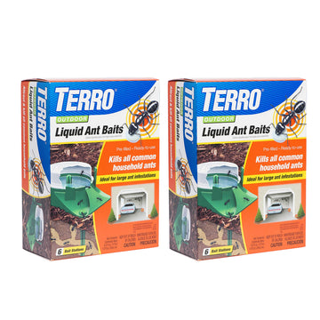 2-Pack Outdoor Liquid Ant Baits-12 Traps by Terro – 12 Bait Stations, Clear, Model T1806SR