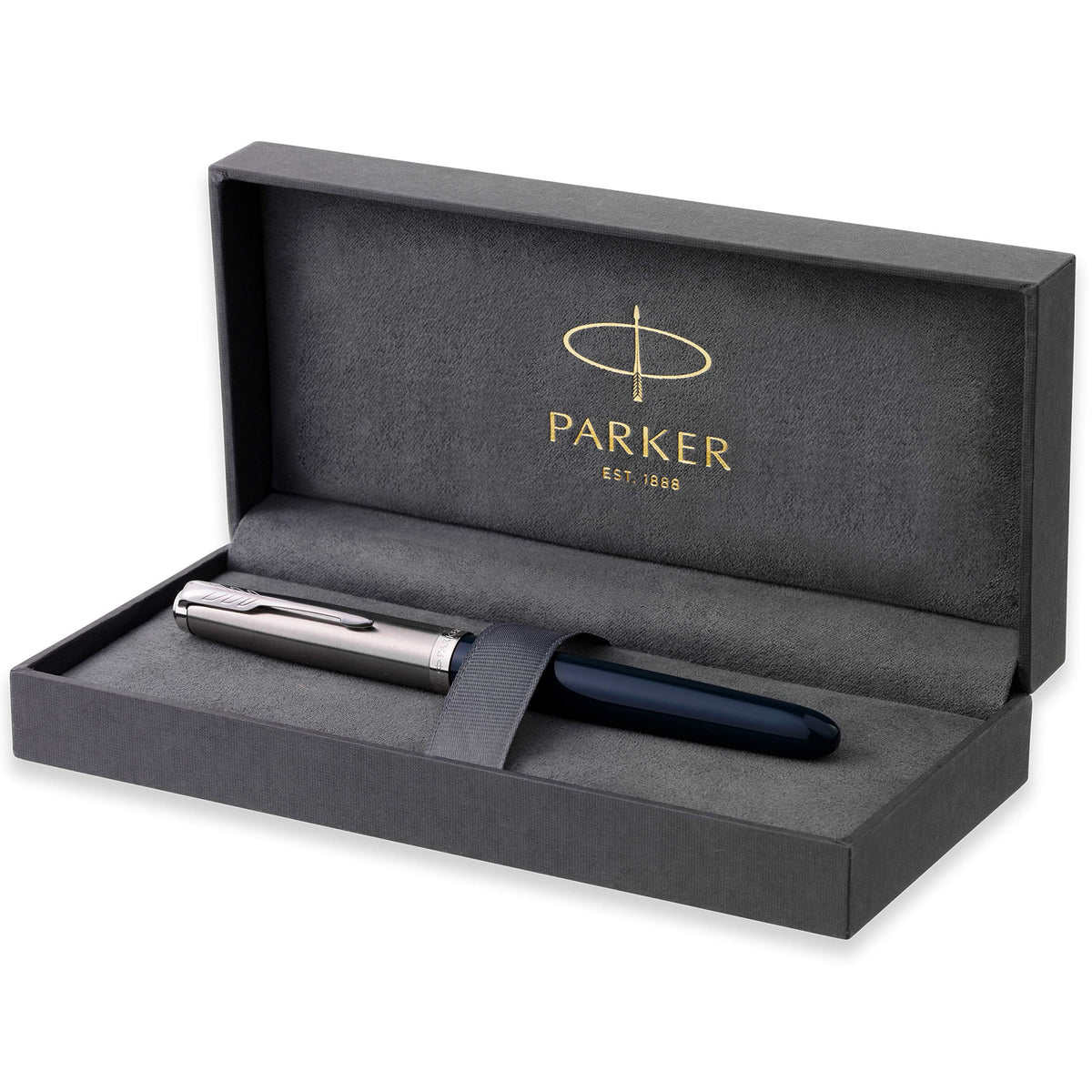 Official Hoodie 51 Fountain Pen F Fine Point Luxury Brand Gift Midnight Blue CT with Converter Nib Stainless Steel Palladium Finish Genuine Import by Parker – Model 2153508Z