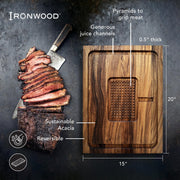 Ironwood Gourmet Acacia Carving Board, 15 x 20 Inch with Juice Channel