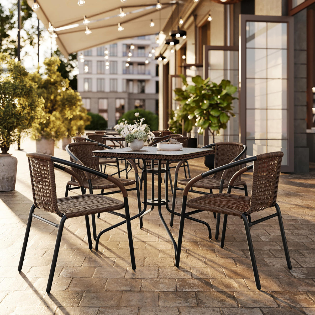 Flash Furniture Dark Brown / Set of 1 / Contemporary Patio Dining Chairs