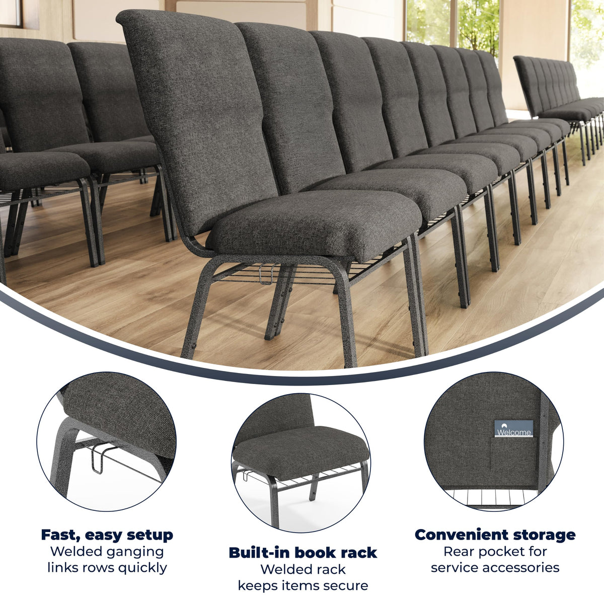 Flash Furniture Charcoal Gray Fabric/Silver Vein Frame / Set of 1 / Classic Chairs