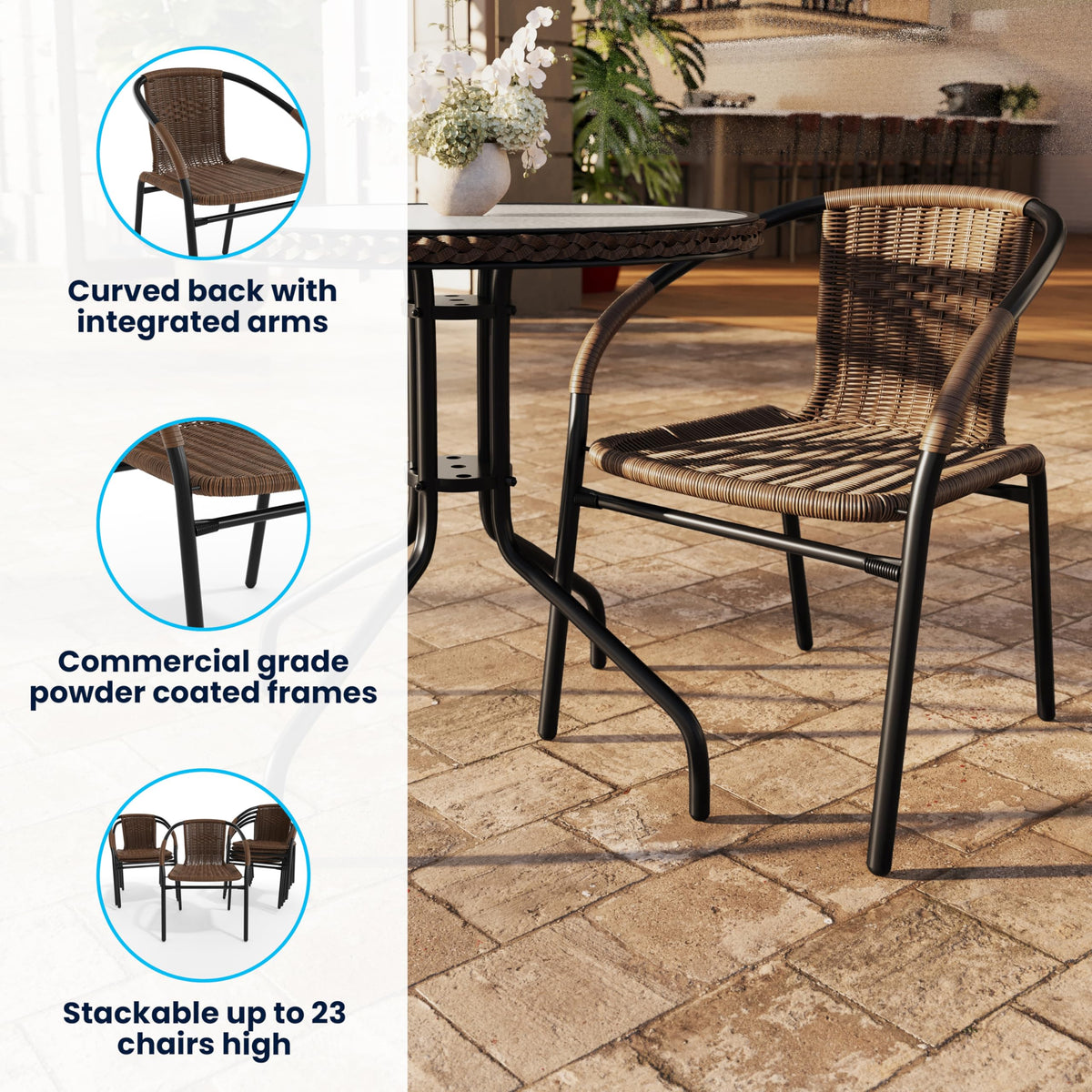 Flash Furniture Dark Brown / Set of 2 / Contemporary Patio Dining Chairs