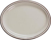 Yanco BR-13 Brown Speckled Platter, 11.5" Length, 9.50" Width, China, American White Color, Pack of 12