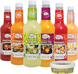MASTER OF MIXES Margarita / Daiquiri Drink Mixes Variety, Ready to Use, 1 Liter Bottles (33.8 Fl Oz), Pack of 6 Flavors + Margarita Salt | Blood Orange, Mango, Margarita, Passion Fruit, Watermelon, White Peach | Cocktail & Mocktail, Pour Ready, Smooth