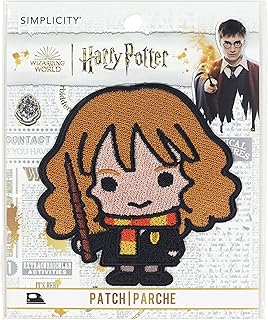 Simplicity Chibi Harry Potter Hermione Applique Iron-on Patch for Clothing, Jackets, and Backpacks, 3.125" W x 3.125" H, Multicolor