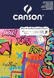 Canson 50 Sheets of A4 White Perforated Drawing Paper - 90gsm