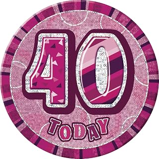 Unique Party 55265-6" Glitz Pink Giant 40th Birthday Badge