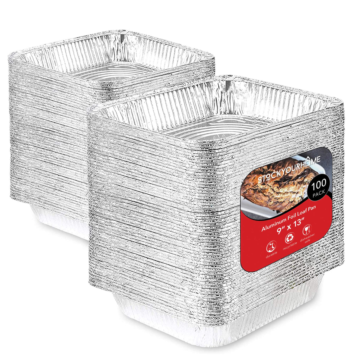 Stock Your Home 100 Pack / Silver / Without Lids Disposable Cookware