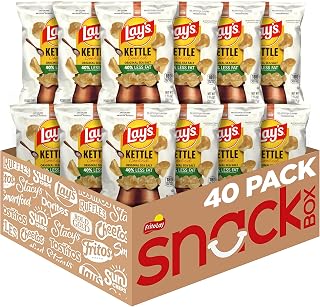 Lay's Kettle Cooked Potato Chips, 40% Less Fat Original, 1.375 Ounce (Pack of 64)
