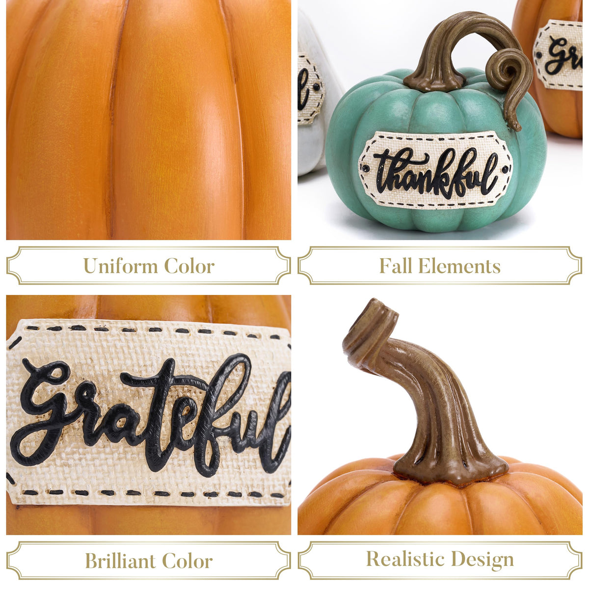 Valery Madelyn Resin Pumpkin Figurines, Set of 3, Orange