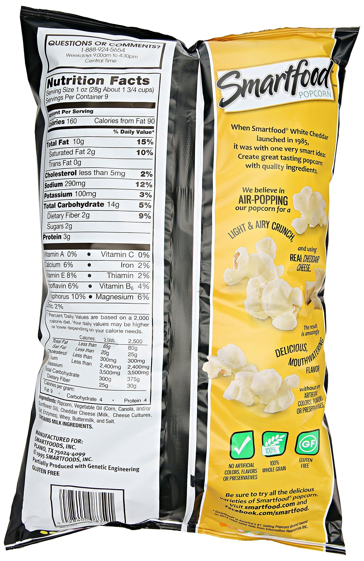 Popcorn, White Cheddar, 9 oz by Smartfood – 9 Ounce (Pack of 1)