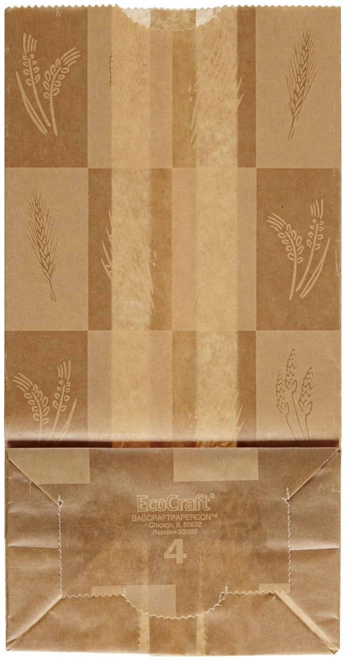 Bagcraft Papercon 300282 EcoCraft Dubl Wax SOS Bag, 4-lb Capacity, 9-11/16" Length x 5" Width x 3-1/8" Height, Artisan (Case of 500)