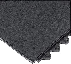24/Seven Solid GR Anti-Fatigue Interlocking Rubber Floor Tile - Black. 36" W x 36" L x 5/8" Thickness. Grease Resistant Natural Rubber. Modular. Industrial/Commercial Use (570.58x3x3GRBK)