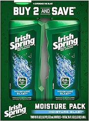 Irish Spring Moisturizing Men's Body Wash Shower Gel, Moisture Blast - 18 Fluid Ounce (2 Pack)