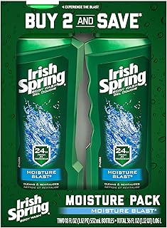 Irish Spring Moisturizing Men's Body Wash Shower Gel, Moisture Blast - 18 Fluid Ounce (2 Pack)