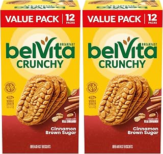 Belvita Cinnamon Brown Sugar Breakfast Biscuits, Value Pack, 24 Packs (4 Biscuits Per Pack)