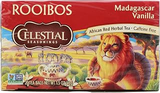 Celestial Seasonings Madagascar Vanilla Rooibos African Red Herbal Tea, 20 ct