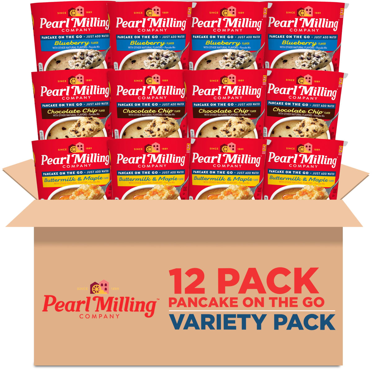 Pearl Milling Company 3 Flavor Variety Pack / 6.33 Ounce (Pack of 4) / 4 Pancakes & Waffles
