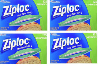 Sandwich Bags by Ziploc – 125 Count (Pack of 4), Polyethylene (PE), Clear, Pack of 4